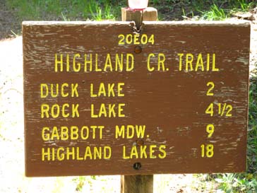 The Old Highland Creek Trail sign at the Silver Valley Trailhead